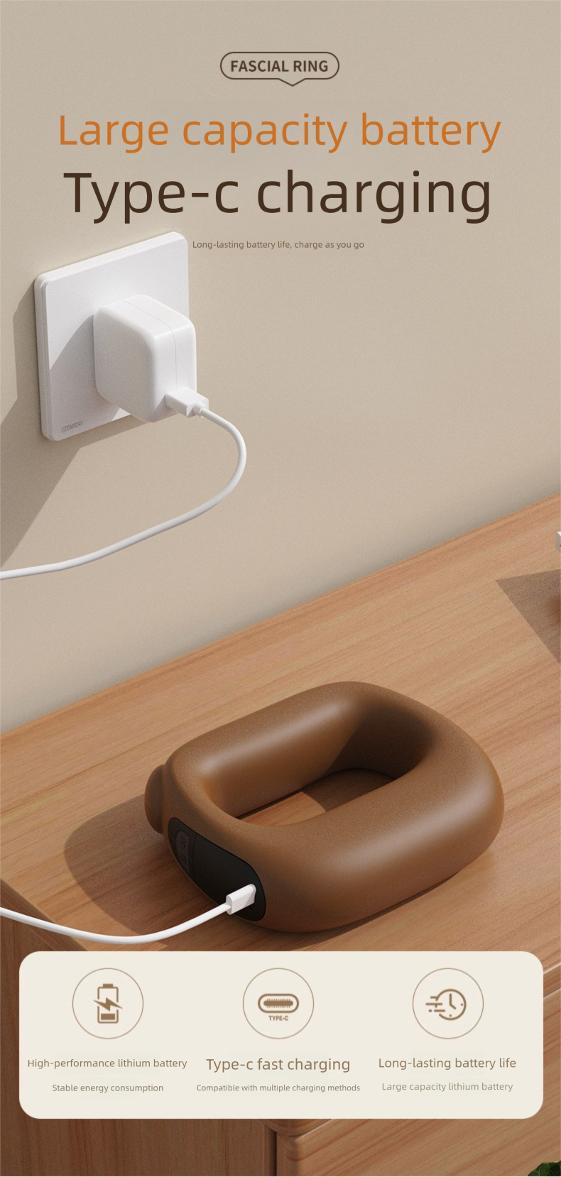 USB-Faszienpistole, Mini-Tiefenmassagegerät für Schulter und Nacken, Yoga-Ring, Vibrationsmassagegerät_voghion.com