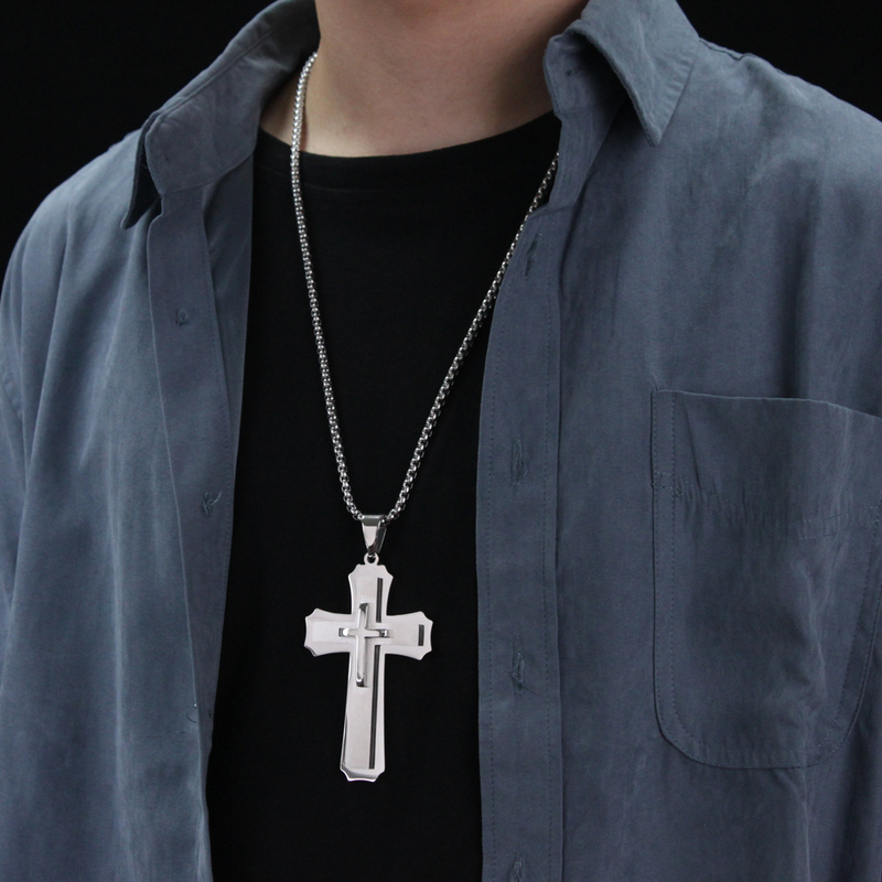 Source Cross Titanium Steel Necklace Unique Hipster Pendant_voghion.com