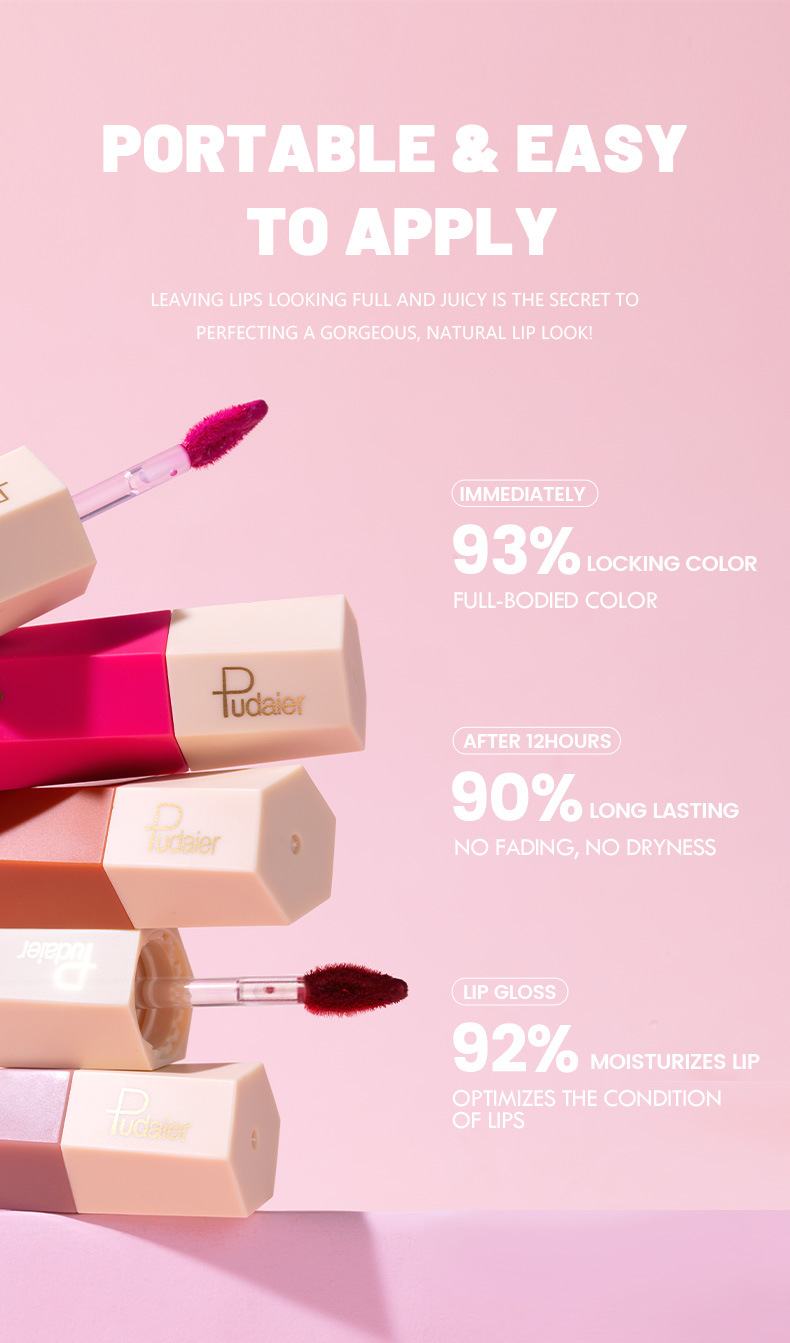 Pudaier 14 Farben Samt Matt Lippenstift Antihaft-Cup Lipgloss Lippenstift Samt Textur_voghion.com