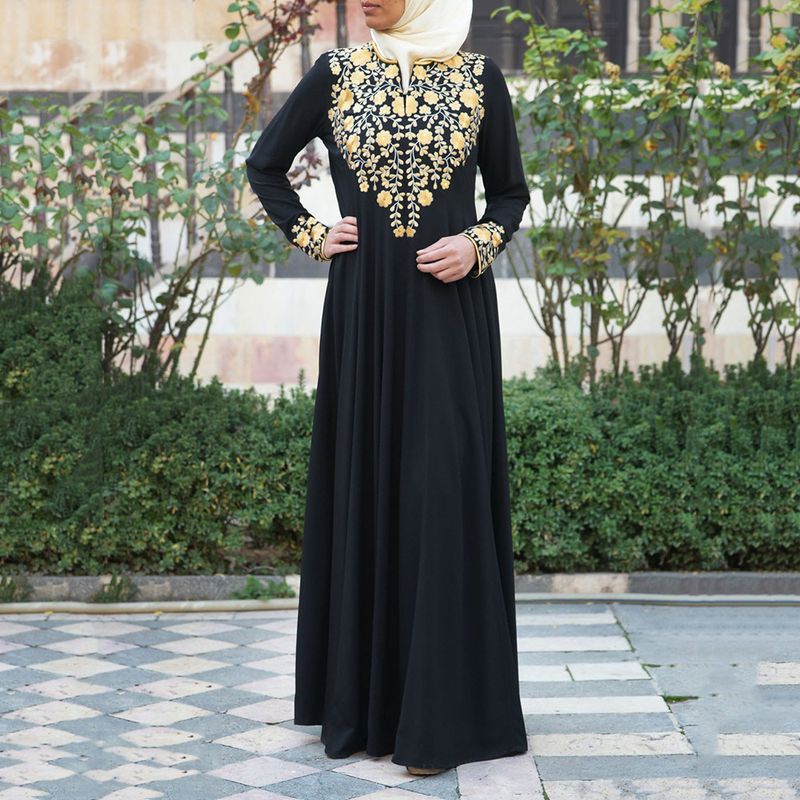 Muslim Abaya Islamic Clothing For Women Dubai Kaftan Robe Dress Turkish Abaya Printed Robes Long Dress Elbise Traditional Cloth_voghion.com