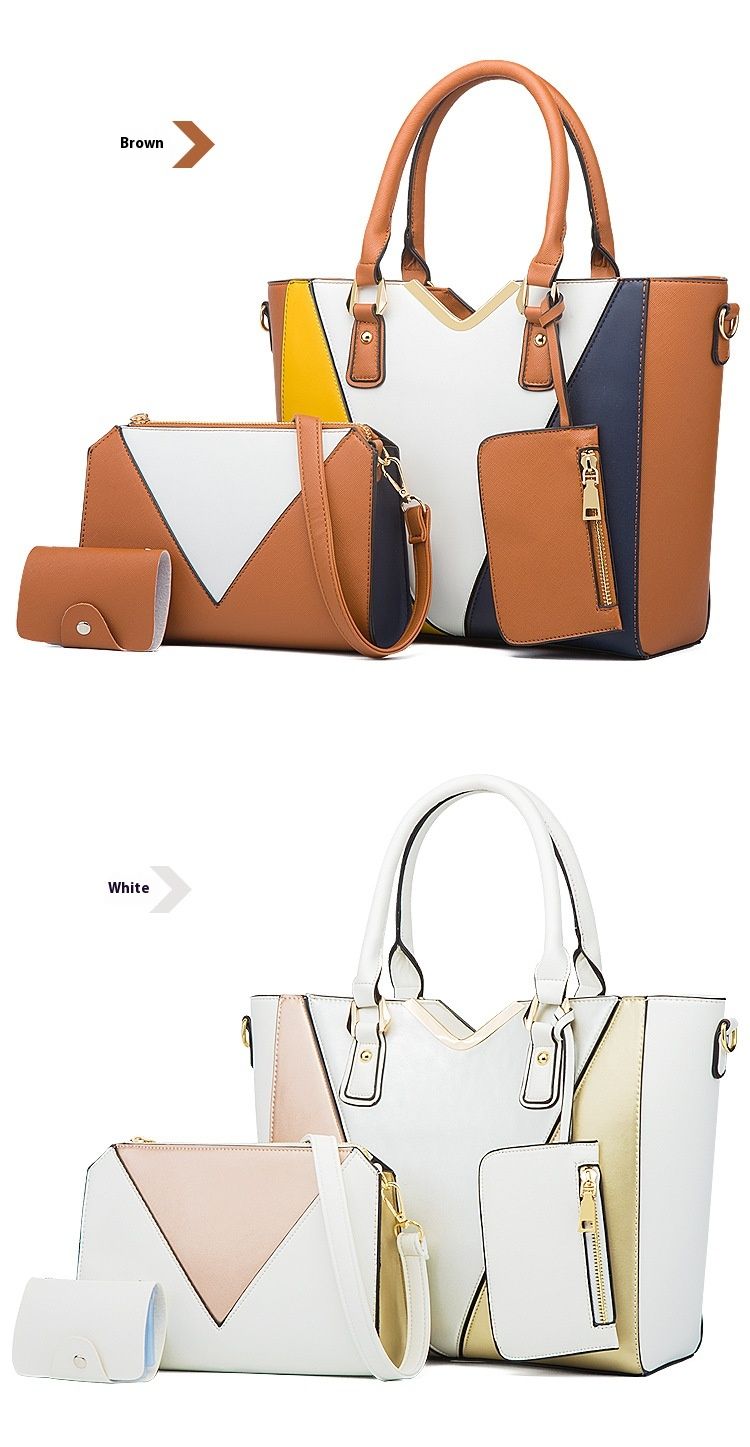 2024 new fashionable single shoulder diagonal women's hand-held cross pattern mother and child bag, color blocked four_voghion.com