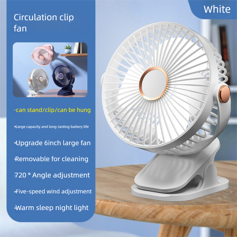 USB Clip Fan, Small Rechargeable Desktop Electric Fan, Strong Wind Silent Operation For Office, Dormitory, Bedside_voghion.com