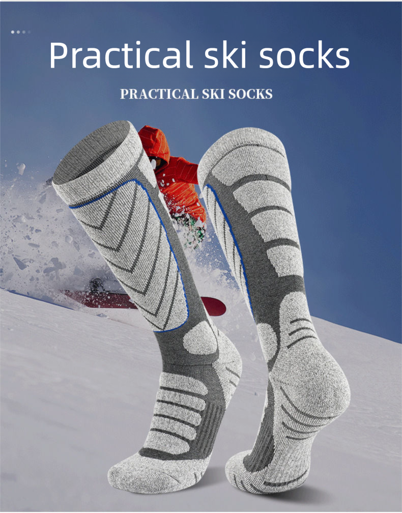 Profesjonalne skarpetki narciarskie dla dorosłych, mężczyzn i kobiet, grube, bawełniane, długie, pochłaniające pot, ciepłe na zimę._voghion.com