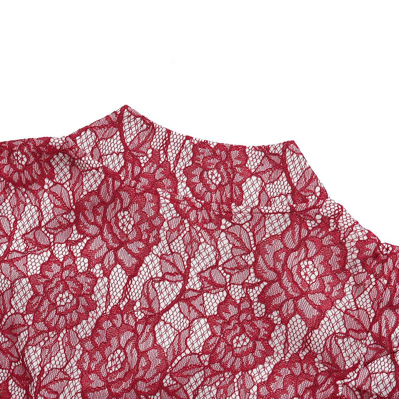 Robe longue élégante en dentelle à volants, ensemble 2 pièces, imprimé floral, robe de soirée avec taille péplum et manches courtes, robe d'invitée de mariage/tenue de bureau (rouge/bleu/nude)_voghion.com