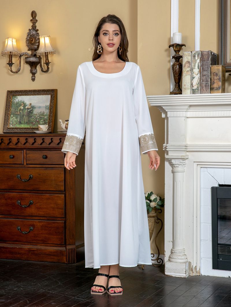 Abito da sera estivo Abaya in lamina d'oro per le donne arabe musulmane di Dubai_voghion.com