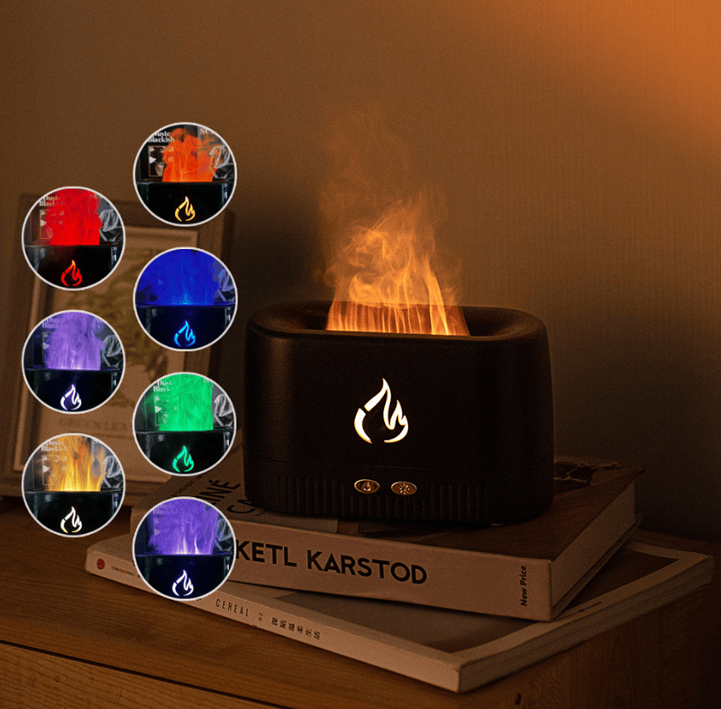Aroma Diffuser Flame Light Mist Humidifier Aromatherapy Diffuser With Waterless Auto-Off Protection For Spa Home Yoga Office_voghion.com