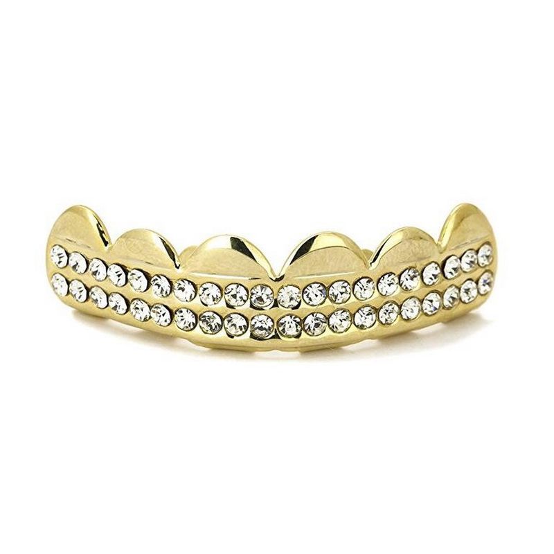 Gioielli Hip Hop per uomo e donna, Grillz placcati in oro con pietre CZ - Design geometrico, taglie 7-11, perfetti per feste, matrimoni e regali_voghion.com