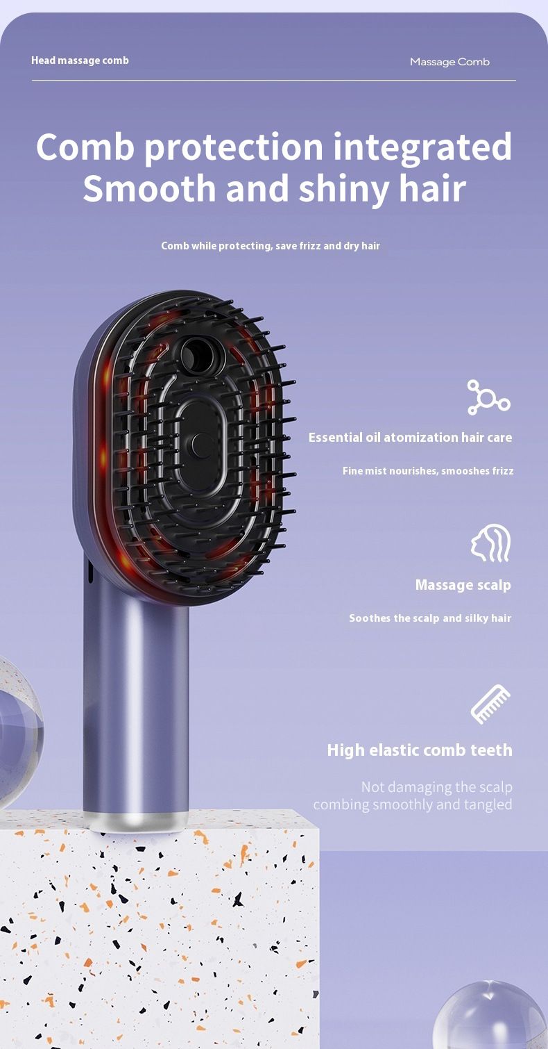 Scalp Massager With Vibration & Red Light Therapy, Microcurrent Mist For Hair Growth & Anti-Hair Loss, Essential Oil_voghion.com