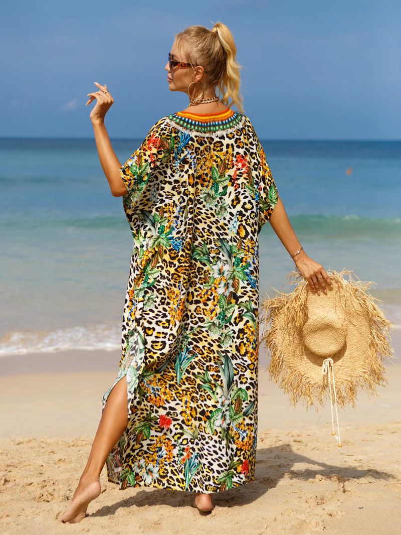 Bohemian Beach Cover-Up Kleid – Leichte und atmungsaktive Tunika aus 99 % Baumwolle für Damen, übergroßes, fließendes Sommerkleid, perfekt für den Pool_voghion.com