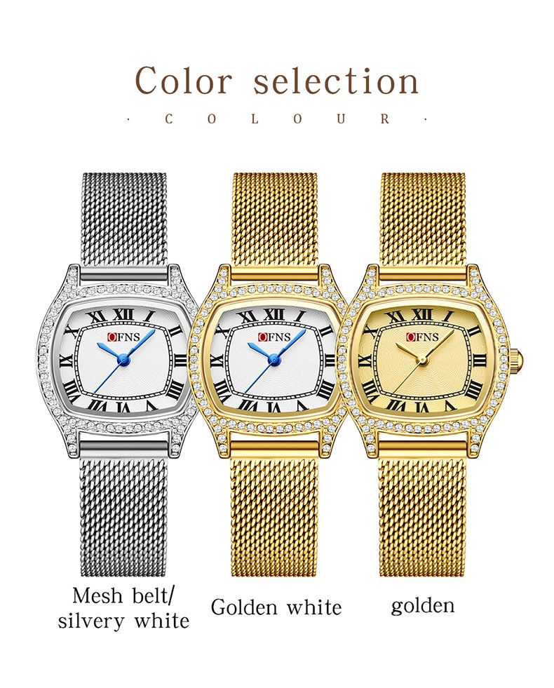 Women's Retro Scale Waterproof Quartz Watch With Diamond Simple Female Student Watch_voghion.com