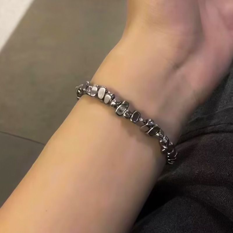 Dark Punk Pentagram Leather Bracelet For Women Ins Sweet Cool Cuban Style Layered Beaded Accessories_voghion.com