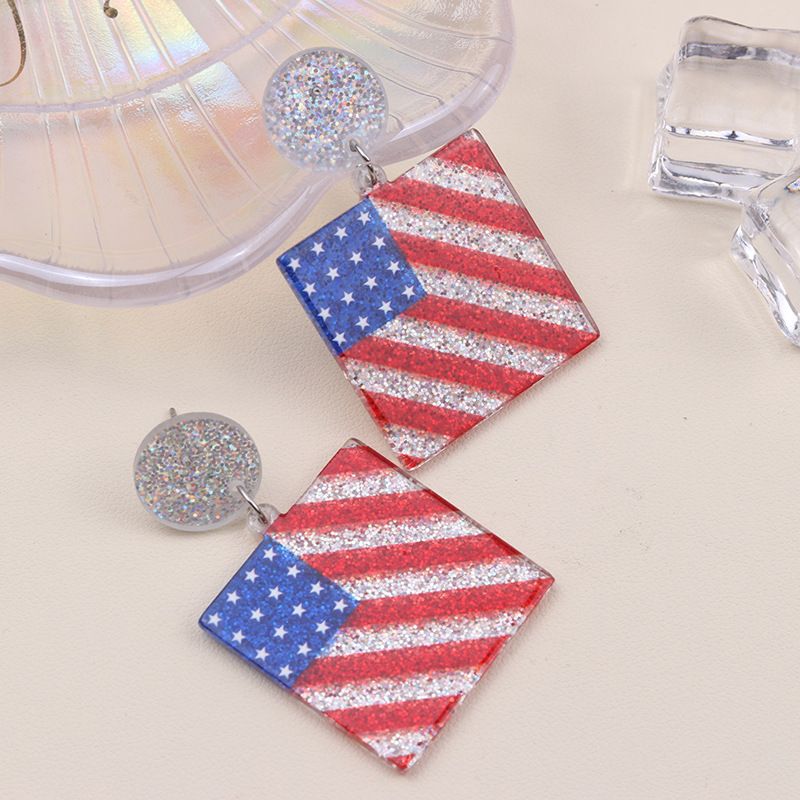 Elemente des amerikanischen Unabhängigkeitstages, rot, weiß, blau, Flagge, buntes Herz, Acryl-Ohrstecker, baumelnder Schmuck für Frauen_voghion.com
