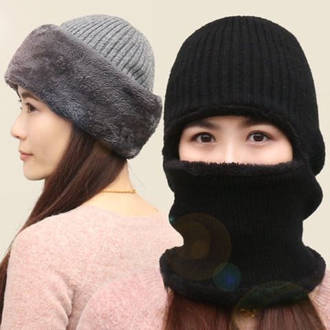 Winter For Men And Women, Pullover H, Windproof, Fleece-Lined, Thickened, Warm, Ear Protection, Duckbill Knitted Ski_voghion.com