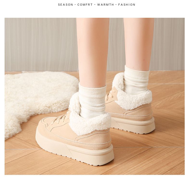 Scarpe casual alte in pile da donna, scarpe da ginnastica calde in cotone per studenti_voghion.com