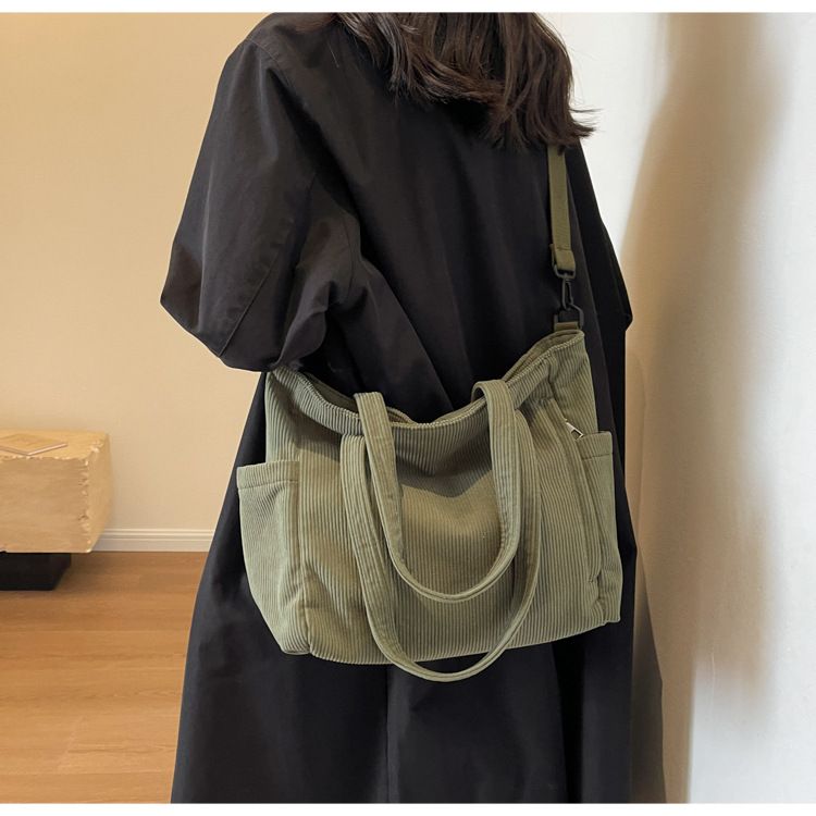 Corduroy for women, large capacity 2024 new autumn winter versatile single shoulder crossbody bag, high-end sensory and_voghion.com