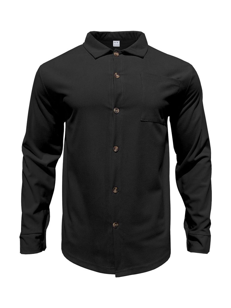 Herren Herbst Casual Button Down Hemd Strickjacke Langarm Hosen Anzug_voghion.com