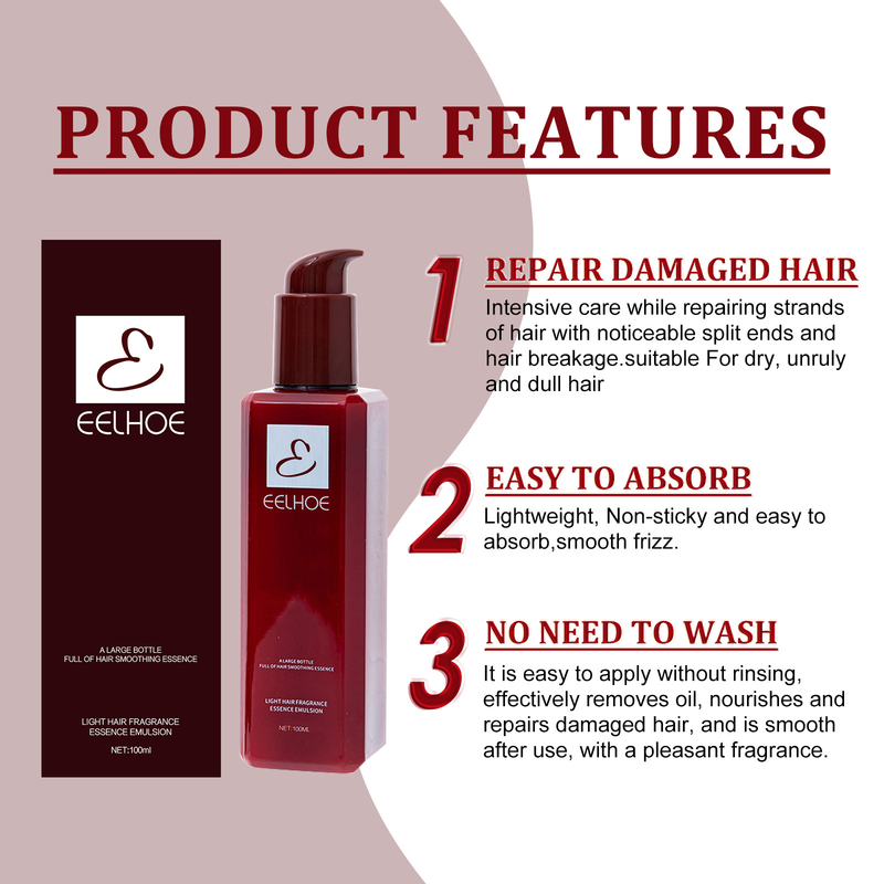 Glatte Haarspülung, Keratin-Behandlung, professionelle Glättung, lockiges Leave-in, Reparatur von beschädigtem Haar, nährendes Serum_voghion.com