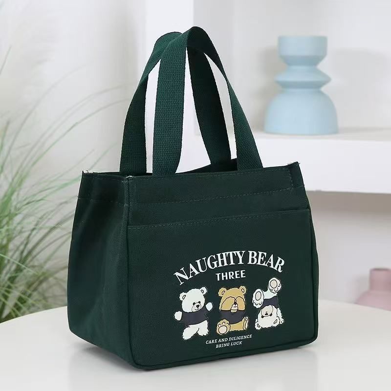 Borsa per il pranzo di grande capacità con stampa di orsi dei cartoni animati da donna, borsa da ufficio per il personale_voghion.com