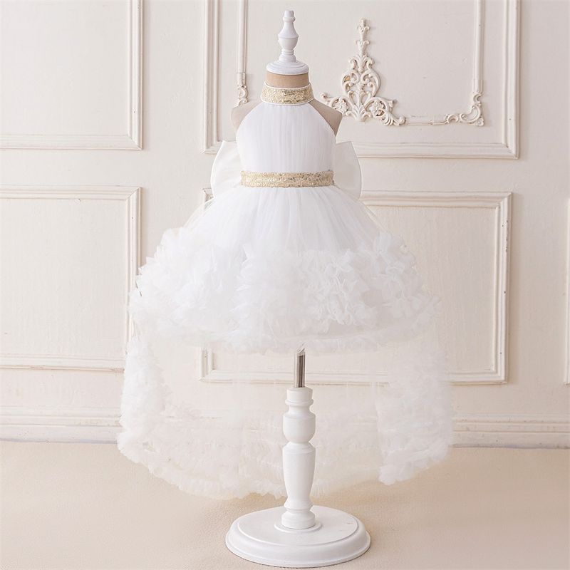 Boho prinsessenjurk (70-110 cm/6M-3J) | Bohemian halterjurk met vloeiende sleep voor verjaardagen en optredens_voghion.com