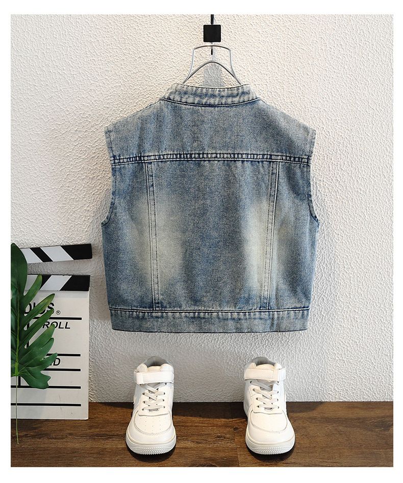 Boys' Cool Denim Vests For Spring And Autumn 2025 New Styles For Children's Spring Clothes, Handsome And Fashionable Children's Spring Waistcoat_voghion.com