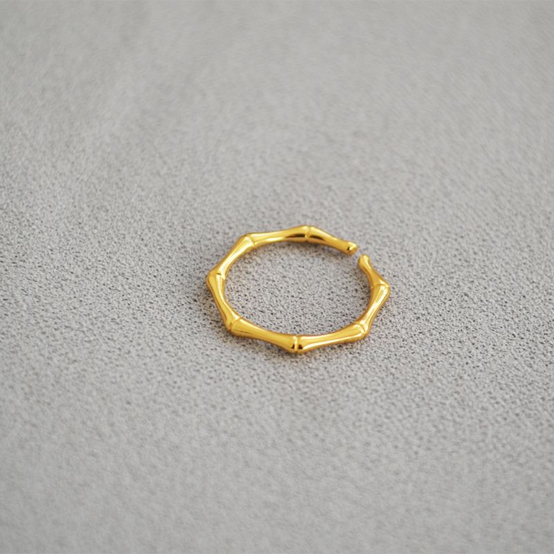 Gioielli europei e americani in ottone placcato oro moderno semplice squisito forma di bambù moda personalità anello raffinato anello da dito cintura impilata_voghion.com