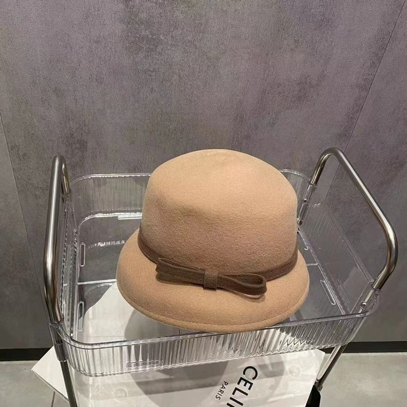 Korean-style Fashionable Bucket-shaped Leather Buckle Women's Autumn And Winter Wool Small Fashionable Casual Felt Hat, Suitable For Shopping_voghion.com