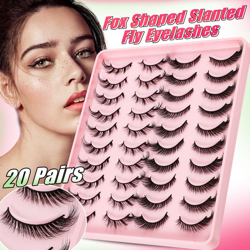 Hot Sale 20 Pairs Mixed Fox Series Slanted False Natural Dense Soft False Eyelashes Cat Eye Eyelashes_voghion.com