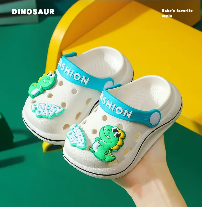 Söta nya djur baby pojkar tofflor sommar barn tecknade dinosauriesandaler småbarn strandskor flickor söta sandaler barntofflor_voghion.com