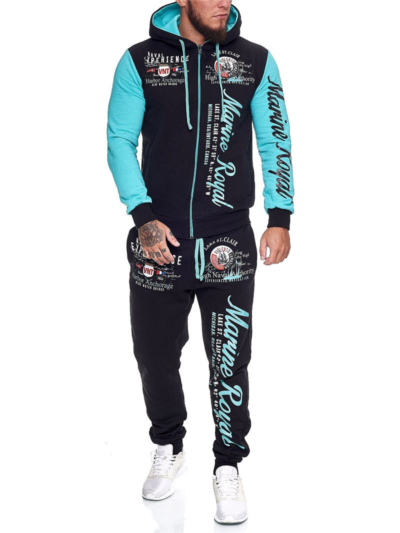 Neues Herren-Sportanzug-Set mit lässigem Buchstaben-Print für Männer_voghion.com