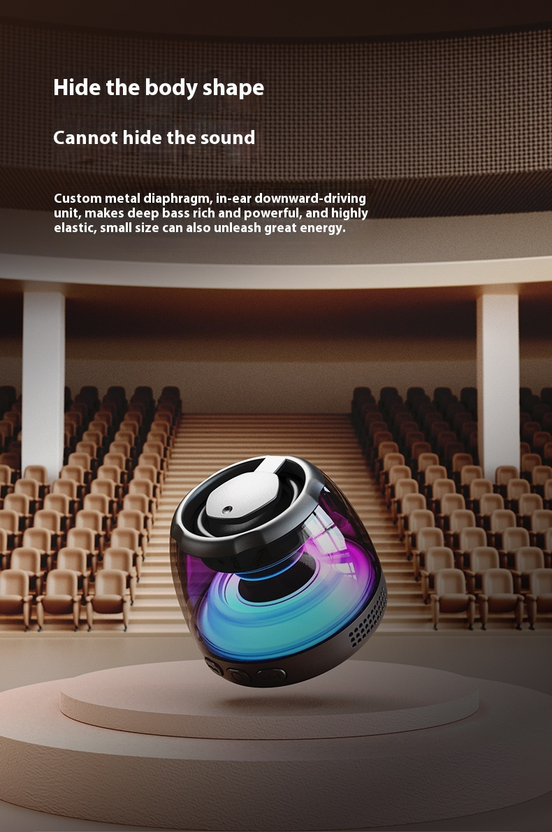 Mini-Lautsprecher, Bluetooth-Verbindung, hochwertiger RGB-Lichteffekt, kabelloser Subwoofer für zu Hause, kleiner Musik-Player für den Außenbereich_voghion.com