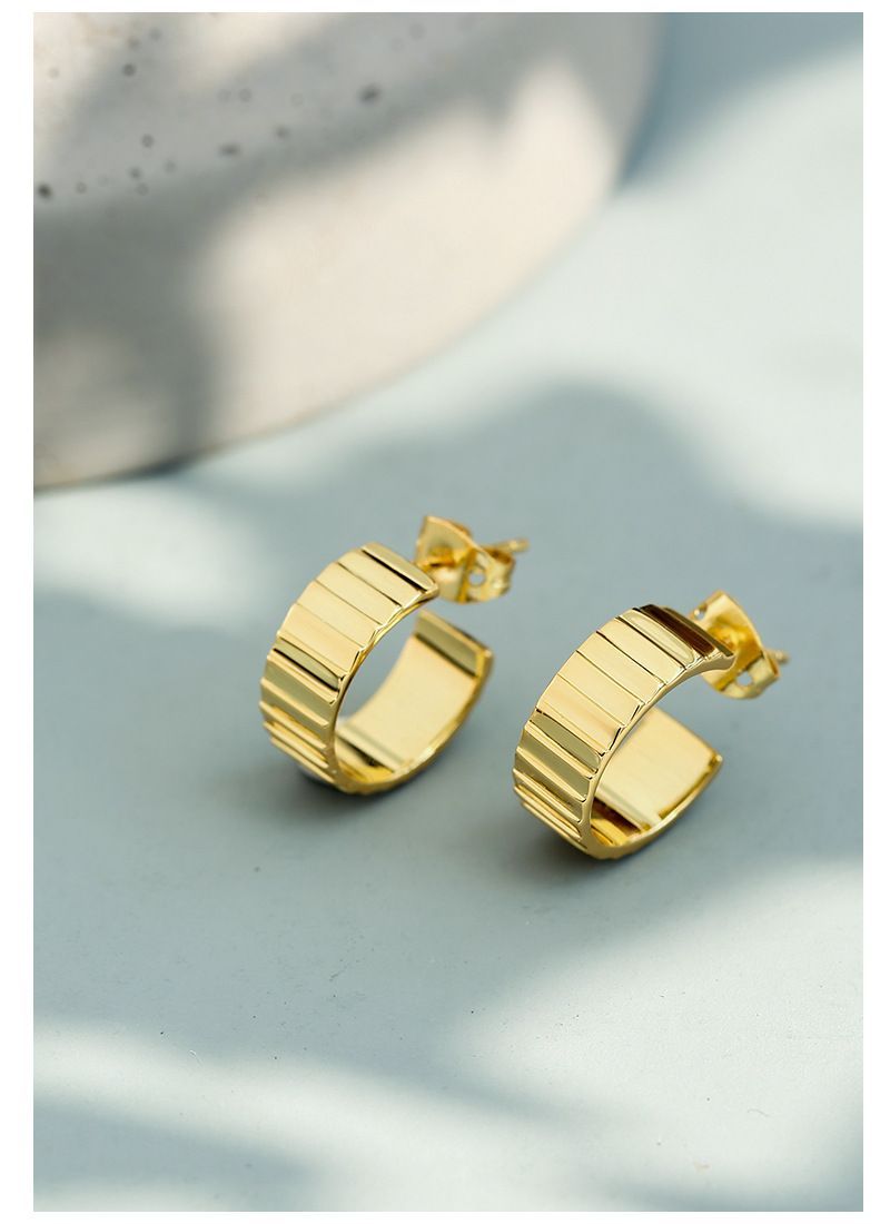 1 paio di orecchini a bottone in rame placcato in tinta unita, stile classico semplice_voghion.com