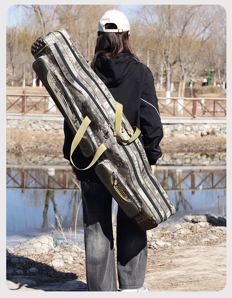 Zaino da pesca a doppia spalla con motivo a squame di drago ispessito, multifunzionale, grande capacità, borsa per canna da pesca con pancia grande_voghion.com