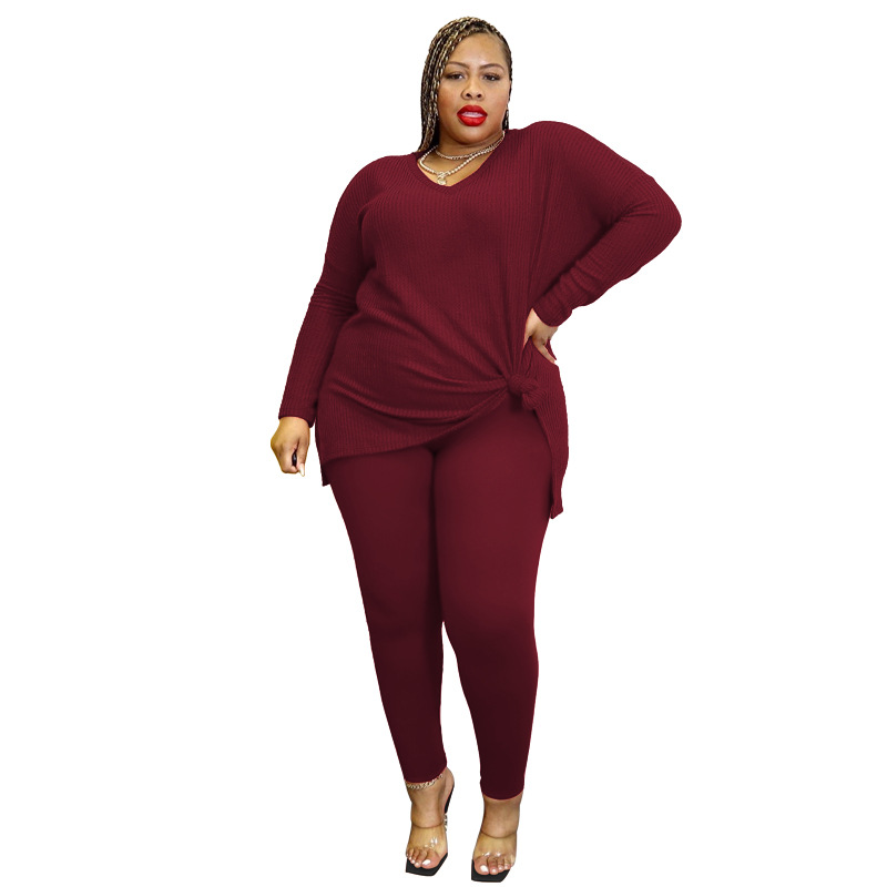 22505 Set nou din două piese, transparent, cu decolteu în V, lejer, casual, pentru femei, mărimi mari_voghion.com