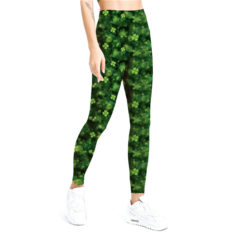 Leggings a nove punti da allenamento per yoga a vita alta in seta di latte stampata da donna_voghion.com