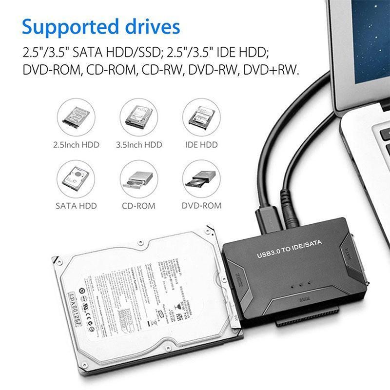 USB 3.0 naar SATA IDE harde schijf adapter converter kabel voor 3,5 2,5 inch HDD/SSD CD DVD ROM CD-RW 3 in 1 IDE SATA adapter_voghion.com