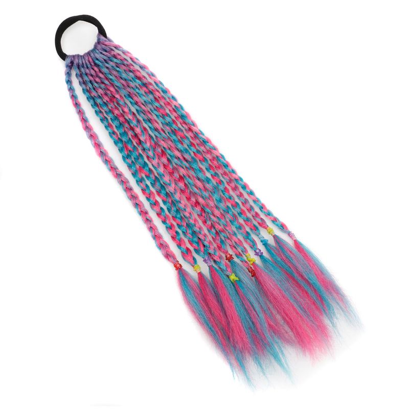 Hair Extensions & Wigs Wig hair ring three strand braid ponytail colorful children's small braid ponytail short children's gradient gradient wig_voghion.com