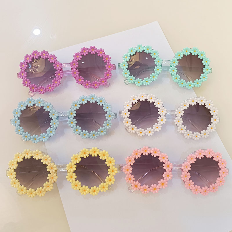 iboode Occhiali da sole per bambini ovali con fiori alla moda per bambini, occhiali da sole per bambine, occhiali da sole UV400, protezione solare per esterni_voghion.com