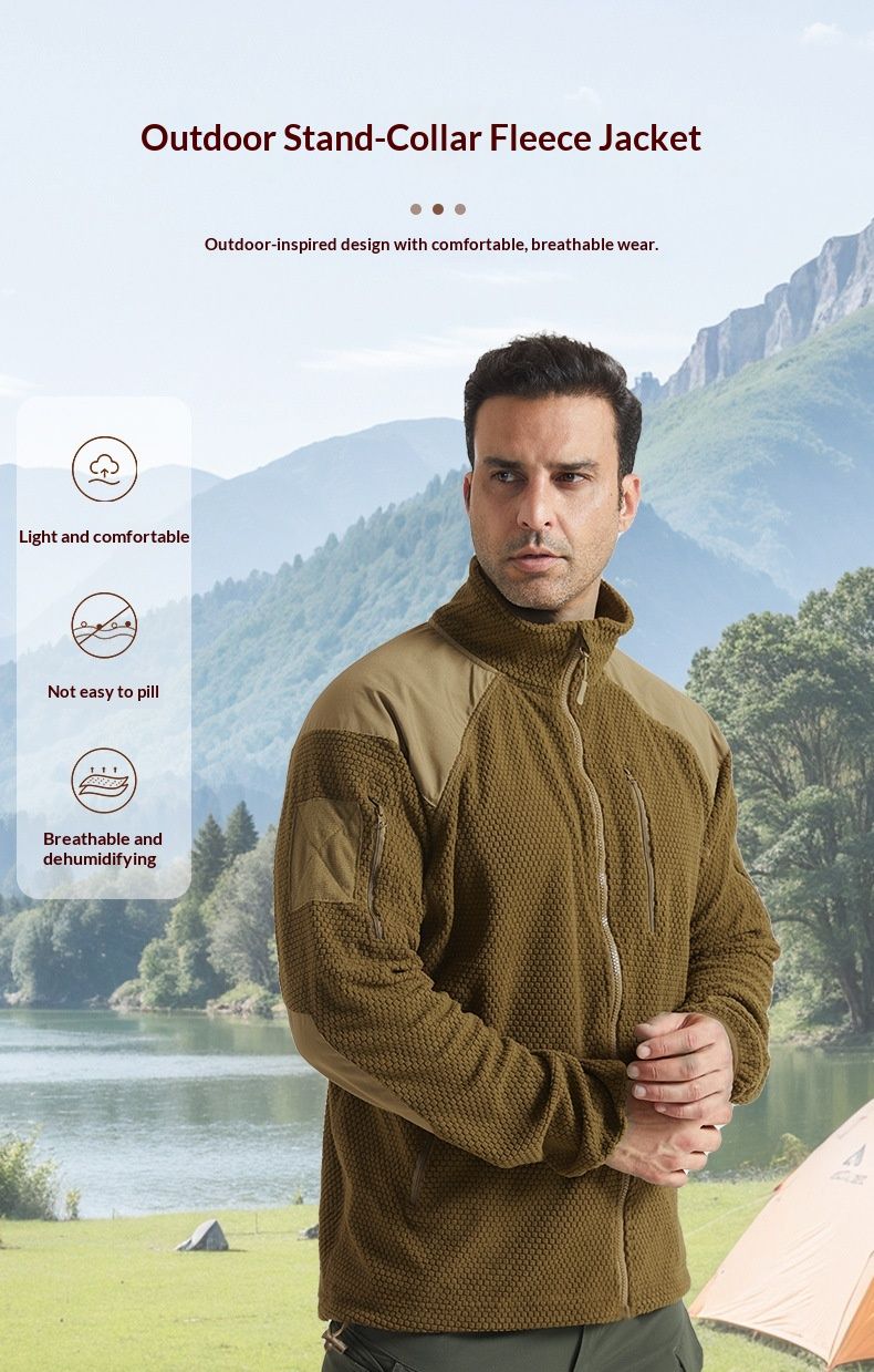 Cove Football Grid Outdoor-Sportjacke mit Stehkragen, Fleece-Taktikjacke, warm, Herren-Softshelljacke, Innenfutter, Campingausrüstung_voghion.com