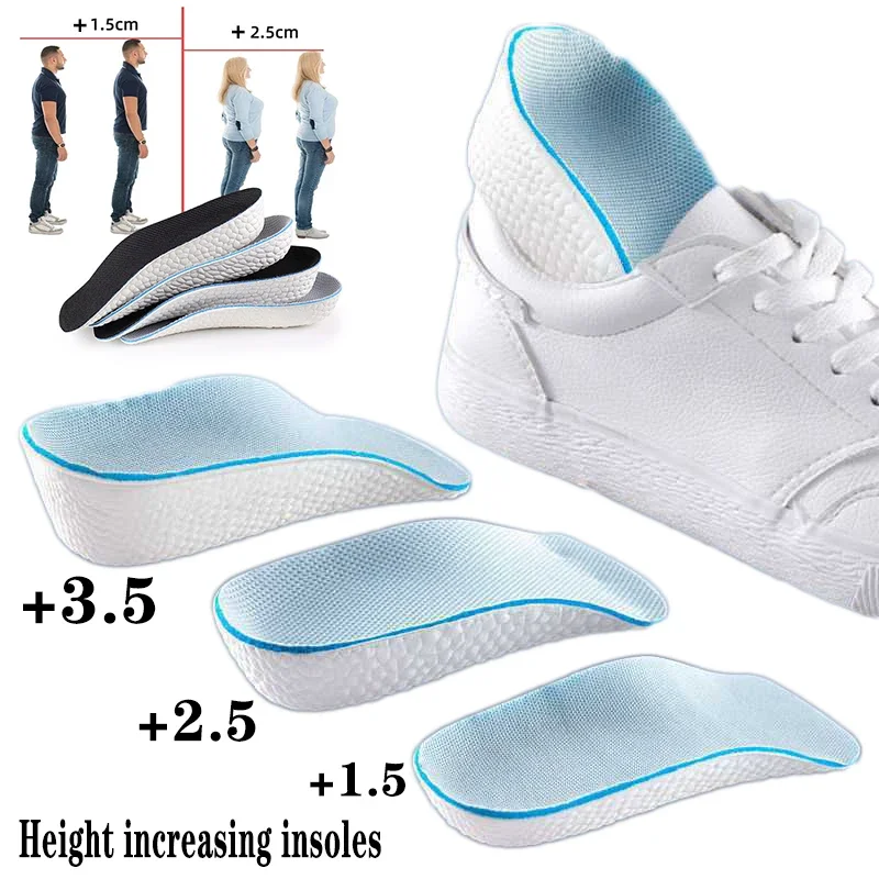Höhe Erhöhen Männer Frauen Schuhe Flache Füße Arch Support Orthopädische Einlegesohlen Turnschuhe Ferse Lift Memory Foam Weiche Schuh Pads_voghion.com
