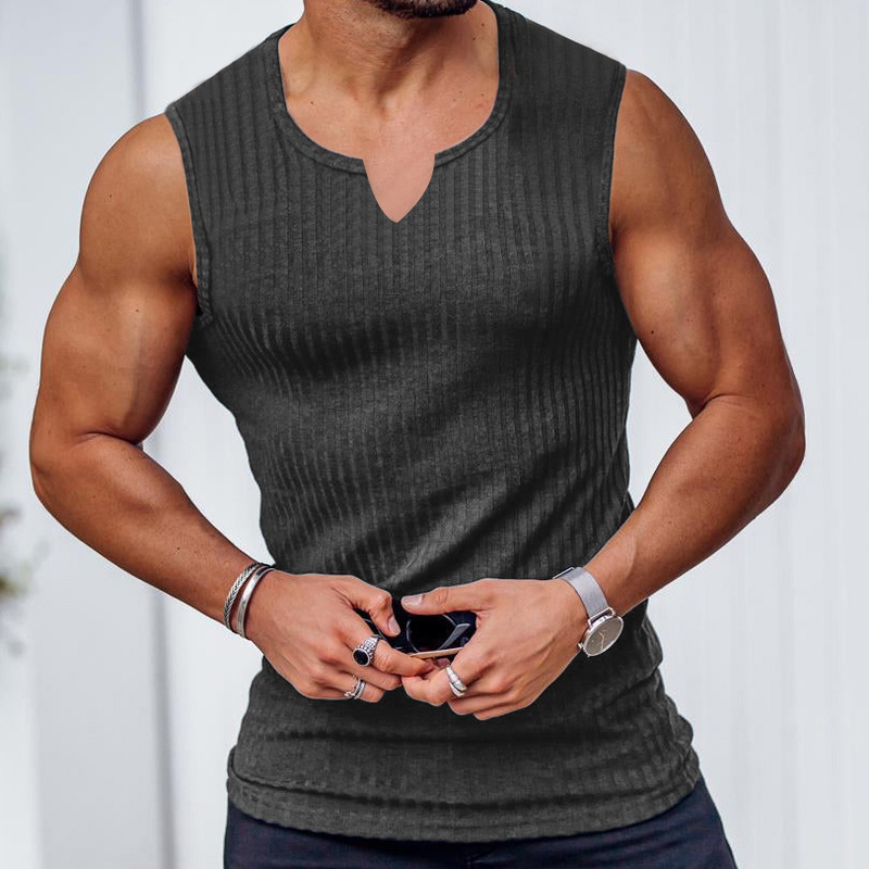 Gilet da uomo a maniche lunghe con scollo a V a forma di I da uomo a righe verticali da uomo_voghion.com