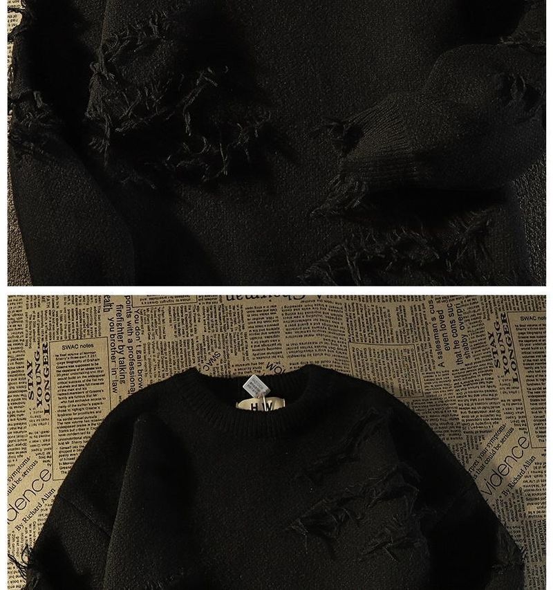 Herretøj Retro High Street Hole Karakteristisk sweater Lazy Style Avanceret Design Sense Niche Strik_voghion.com