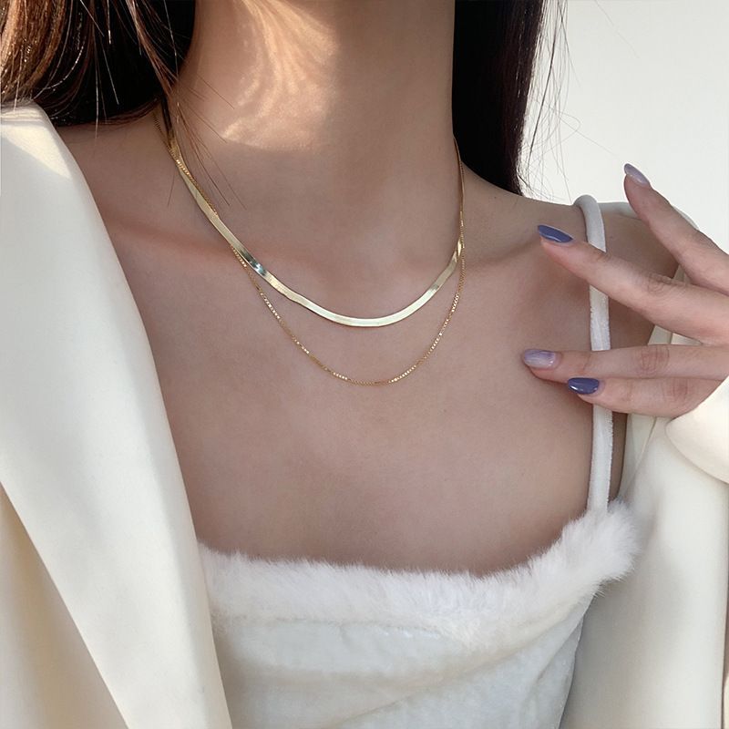 Gargantilla minimalista de doble capa estilo hip hop coreano, estilo corto, con cadena, de acero y titanio, para hombres y mujeres._voghion.com