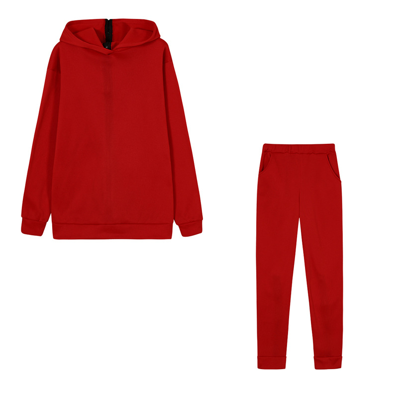 Felpa con cappuccio lunga e ampia con stampa alla moda da donna + tuta_voghion.com