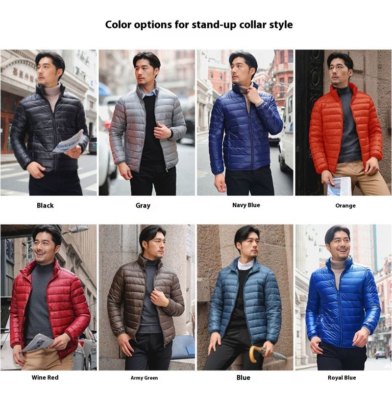 Piumino invernale autunno e inverno per uomo, corto e leggero, tendenza business e moda, giacca da uomo con cappuccio in piumino d'anatra bianco spesso_voghion.com