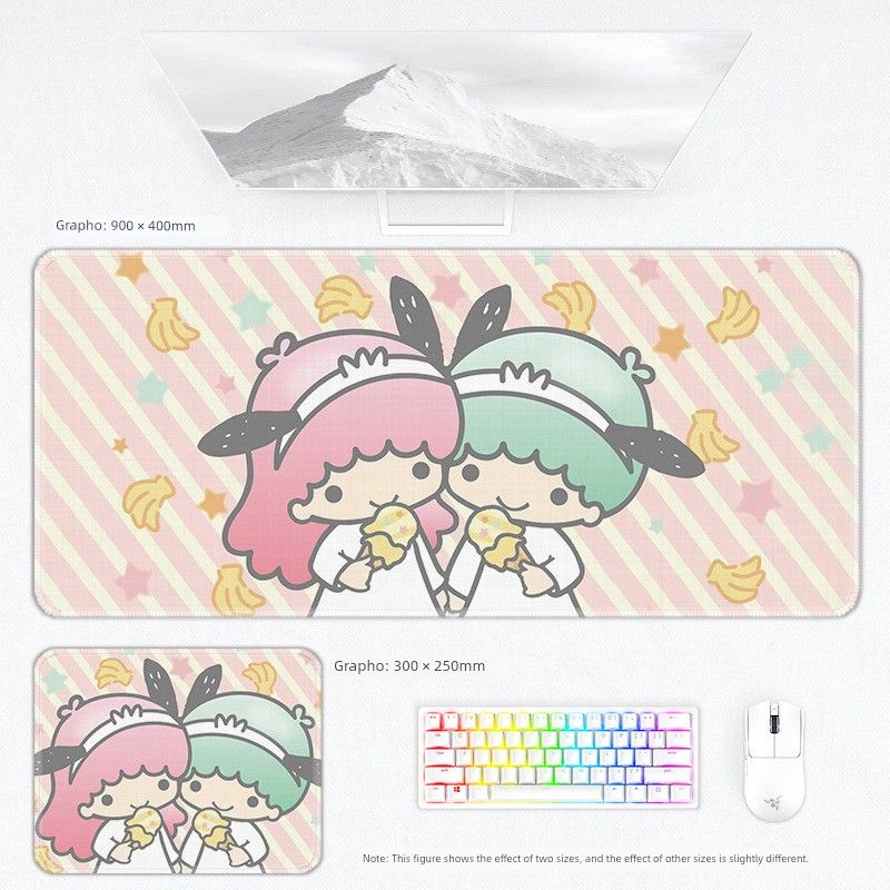 Little Gemini Mouse Keyboard Girls' Office Game Secondary Cartoon Notebook Desk Pad Thickened Oversized_voghion.com