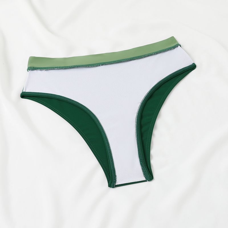 Dameskleding Split Hoge Taille Sportbadpak Contrasterende Kleur Kruis Geplooid Badpak_voghion.com