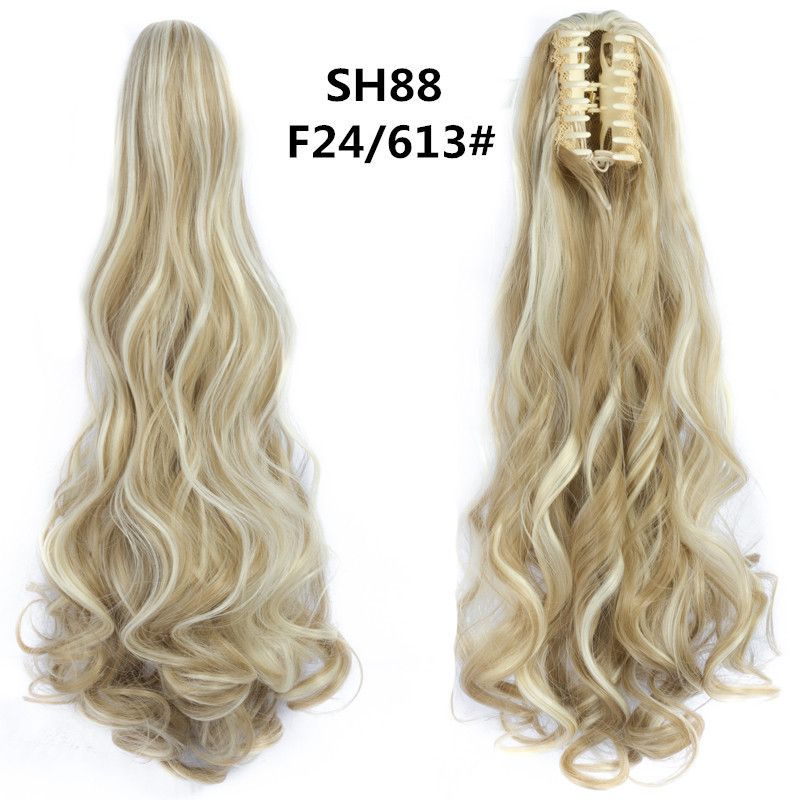 Extension per coda di cavallo con clip e capelli lunghi e ondulati, parrucca sintetica resistente al calore per donna, disponibile in diversi colori._voghion.com