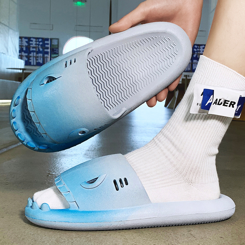 Tofflor Dam Sliders Herr Söta Shark Tofflor Sandaler Öppen tå Kudde Strandtofflor för sommar Cloud Tofflor_voghion.com
