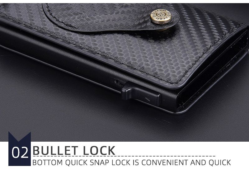 Passhüllen und -taschen Neuer Kartenhalter aus Kohlefaser für Männer Heißer Verkauf RFID Side Push Aluminium Box Elastischer Kartenhalter AirTag_voghion.com