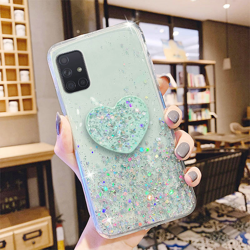 S21 Ultra Case Luxury Bling Glitter Heart Holder Cover For Samsung Galaxy S21 Ultra Plus S21Ultra S 21 Soft Silicone Cas_voghion.com